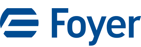 Foyer Horizontal Logo in blue on white background